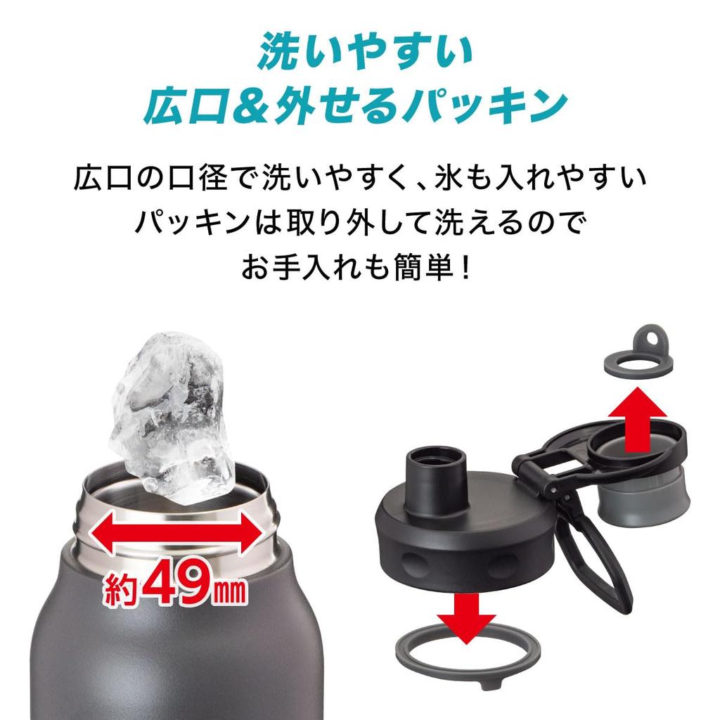 Atlas Water Bottle 1000ml Liter Cold Storage Lightweight Direct Drinking Direct Bottle with Handle Outdoor Activa Gray 1.0 1.0L ADHB-1000GY