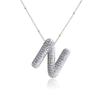 Silver Color Silver Zircon Necklace Rhinestones Women Choker Simple Letter Pendant Necklace  Gift