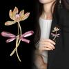 Lotus Dragonfly Brooch Exquisite Zinc Alloy Rhinestone Pin Sweaters Hats Bags Badge Multi-Functional Accessory