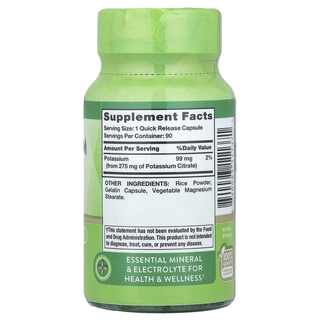 Nature'S Truth, Potassium Citrate, 275Mg, 90 Rapid Release Capsules