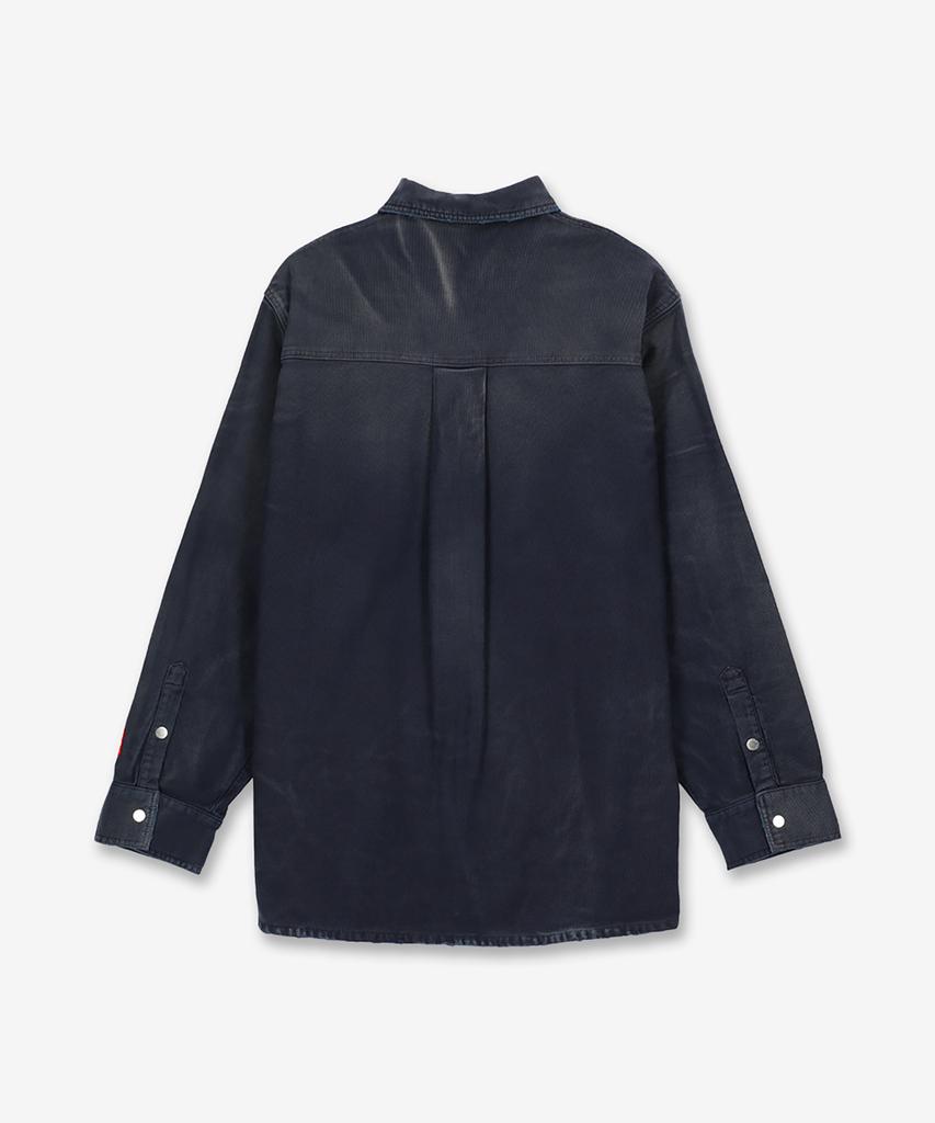 HERON PRESTON Men'S Distressed Button-Up Denim Shirt - Navy / Hmge002F23Fab0014600