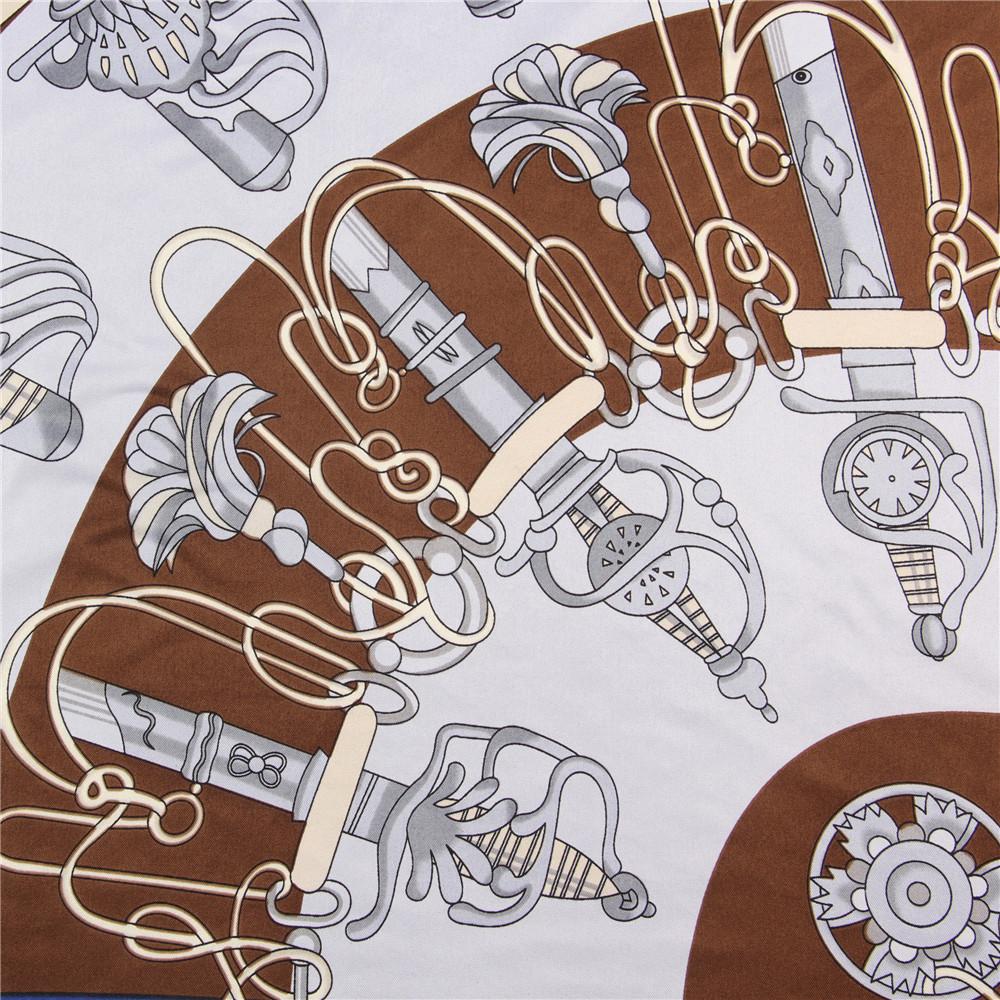 Manual Hand Rolled Twill Silk Scarf Women Whip Print Square Scarves Wraps Echarpes Curled Foulards Femme Bandana Hijabs 90CM