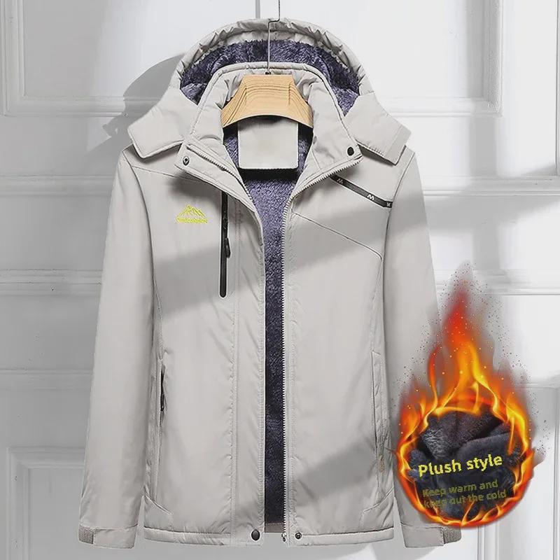 Мужская повседневная ветрозащитная куртка из утолщенного бархата и хлопка — большой размер, теплая для осени и зимы