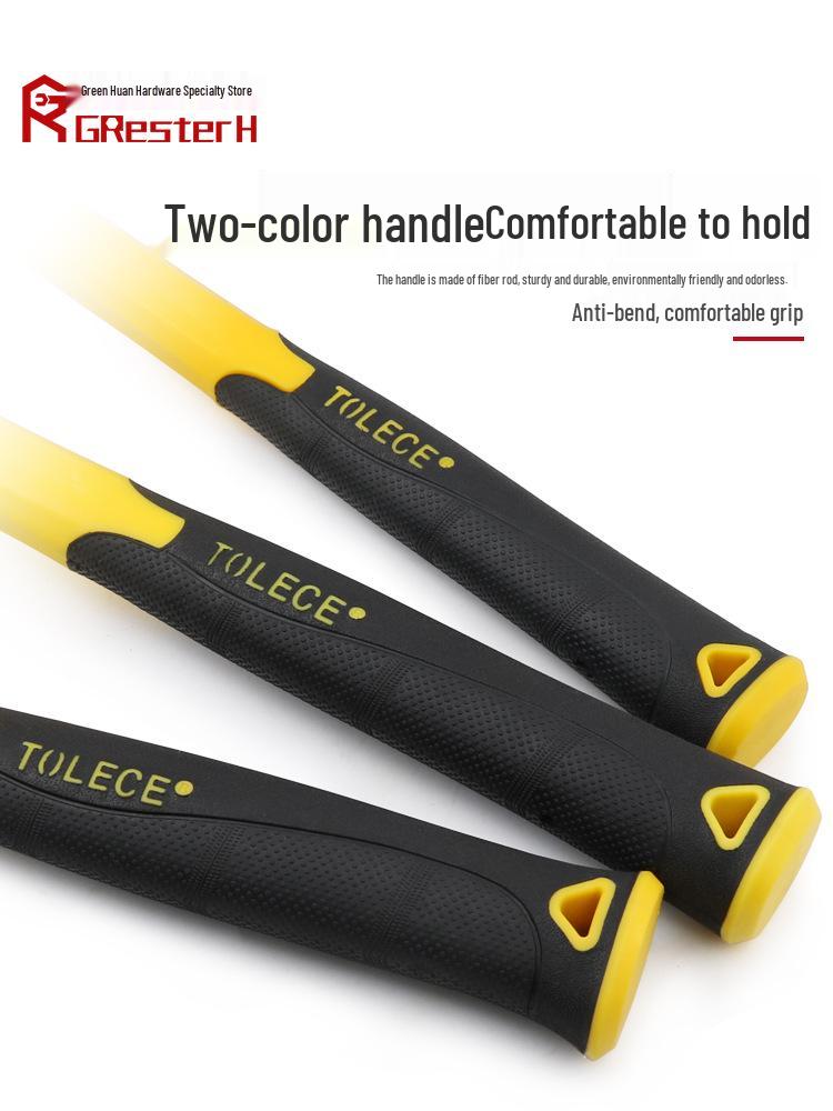 Восьмигранный стальной молоток каменщика с фибровой рукояткой - Молоток-гвоздодер с круглым бойком для деревообработки и кладки.