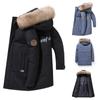 New Winter Men's Business Casual Hooded Down Jacket Loose Plus Size Keep Warm Epaulettes Printing