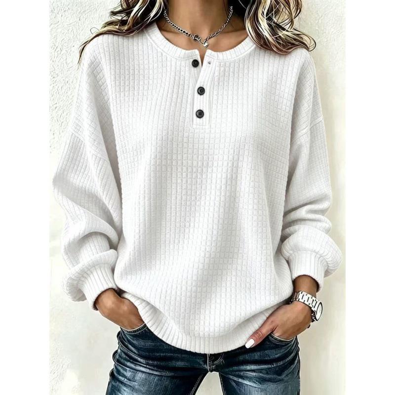 Plaid Casual Loose Round Neck Button Women's Clothing - Autumn/Winter 2026
