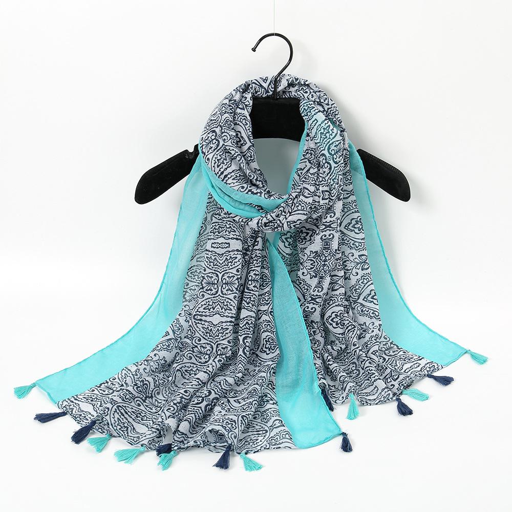 Осенне-зимняя шаль с принтом бабочек: Теплый шарф из хлопка и льна в стиле живописи тушью для путешествий или пляжа