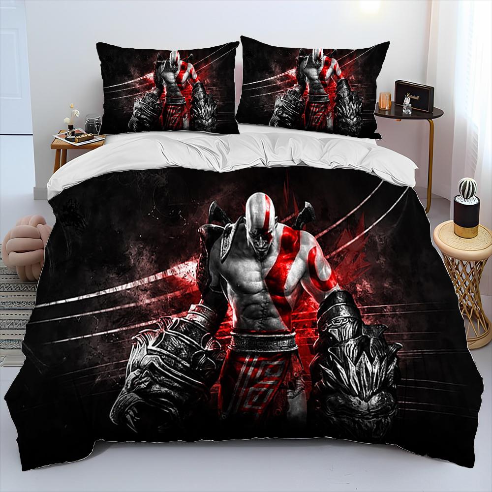 God of War Игра Игроки Кратос Одеяло Постельное белье Комплект, Пододеяльник Постельный комплект Покрывало Наволочка, king Queen Размер Постельное белье Дети