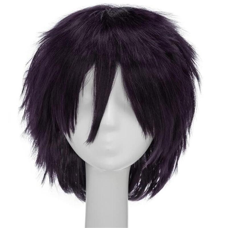 30cm Short Straight Cosplay Wig Anime Tilt Up Compatible Universal Omnipotent Heat Resistant Synthetic Hair Wigs + Wig Cap