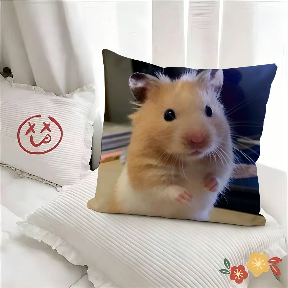 pc Kawaii Hamster Anime Pillow Case Fashion Square Pillowcase Bedroom Sofa Room Ins Decoration Leisure