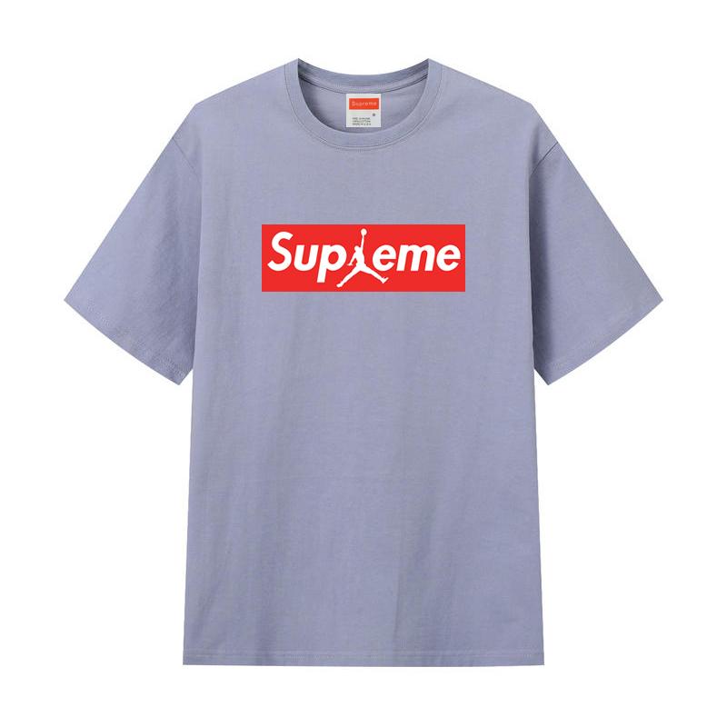 Футболка ZL06 Supreme 2025 из чистого хлопка с круглым вырезом и принтом, высококачественная парная футболка