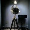 67-дюймовая морская штативная напольная лампа - Ручная работа, хромированная и деревянная основа - Индустриальный морской декор