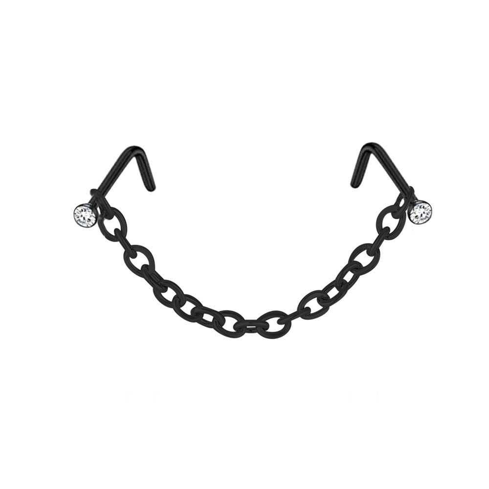 Steel Earrings Piercing Rhinestones Septum Rings Double Nose Chain Nose Piercing Ring Nose Stud