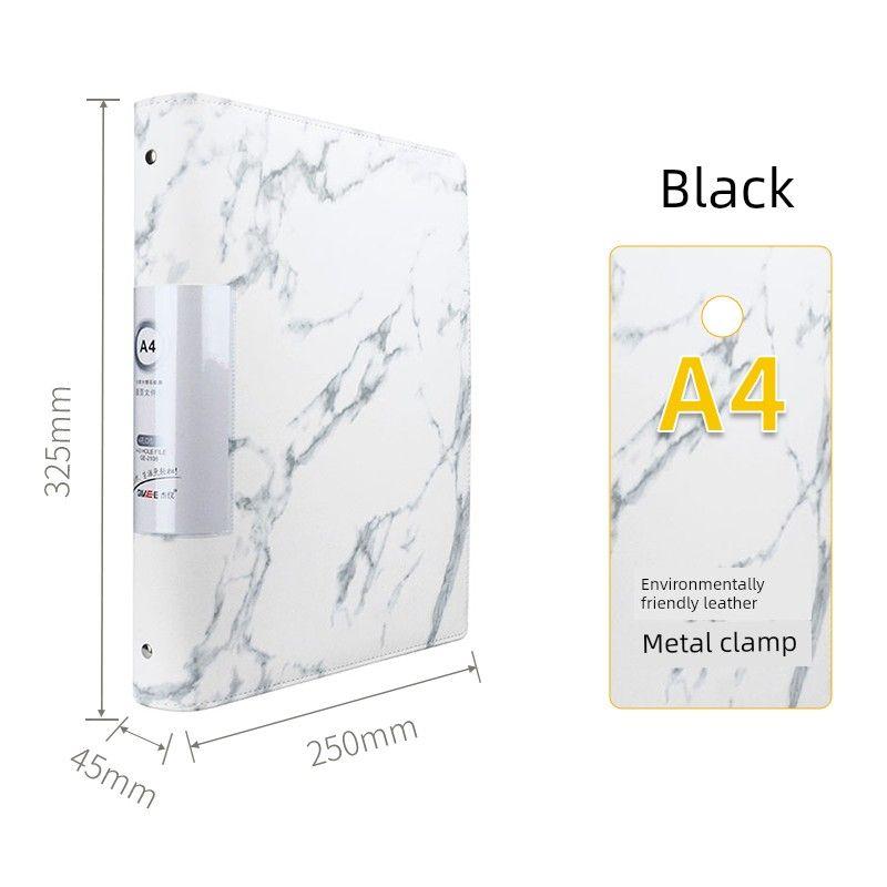 A4 Leather Cover Folder Insert Bags 100 Pages Info Booklet Office Storage Clip Transparent Punch Loose-Leaf Binder File Binder