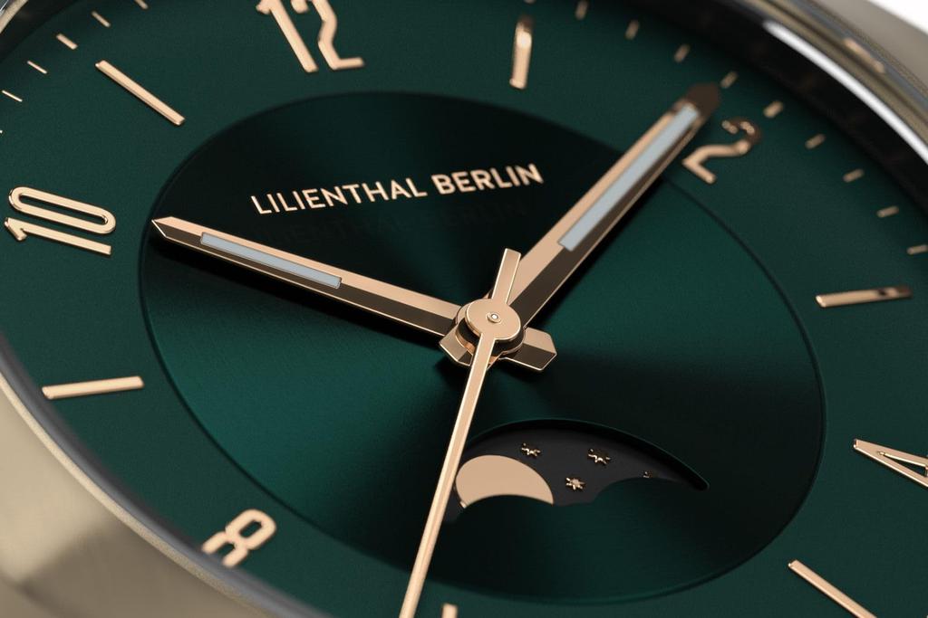 Lilianthal Berlin Фаза Луны Сделано в Черном Наручные часы, Германия, OM1-003-CB004BB, Мужские,