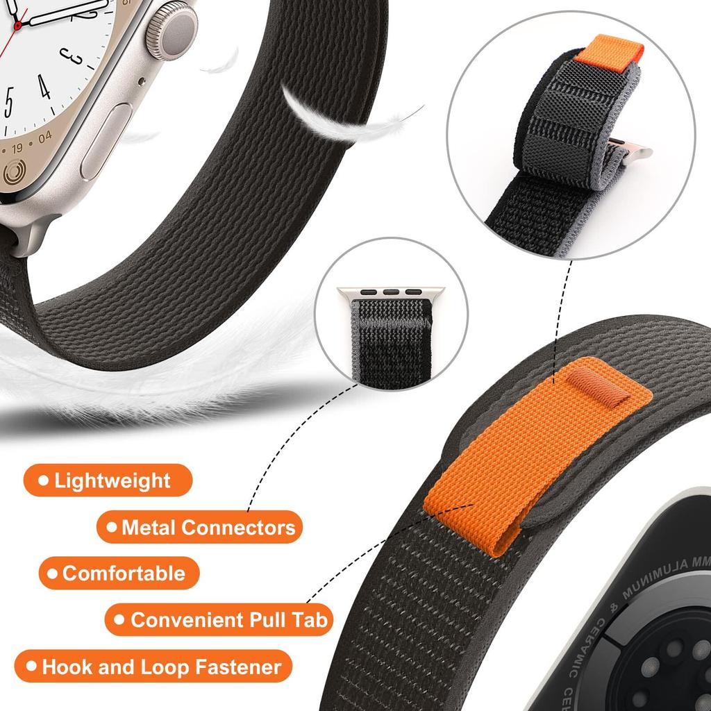 Ремешок Trail Loop для Apple Watch Ultra 2/Ultra 49 мм 45 мм 41 мм 44 мм 40 мм 42 мм 38 мм Нейлоновый ремешок iWatch для Apple Watch Series 9 8 7 6 SE 5 4 3 2 1