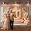 Фон 60-летний юбилей Золотые шары Баннер Празднование дня рождения Счастливого 60-летия Баннер Розы нежно-розового цвета Для официальных мероприятий