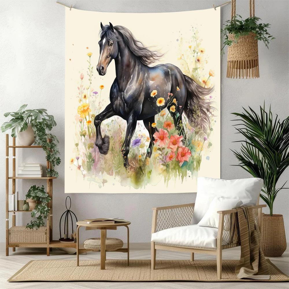 Horse Wall Decor Tapestry Art For Pet Memorial Birthdaywedding Party Backdrop Family Gift