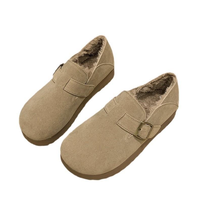Флисовые ретро-сандалии Birkenstocks «все включено», зимние новые хлопковые туфли, пушистые ботинки, утолщенные теплые снегоступы