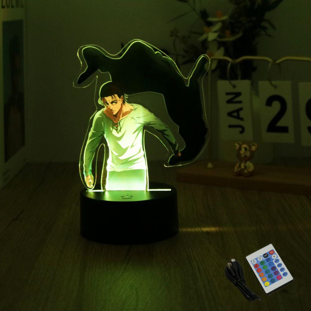Анимационные Фигурки Атака Титанов 3D Лампа Светодиодный Ночник RGB16 Цветов Лампы Пульт Стоячий Знак Декор Спальня Дом Детские Игрушки Подарки