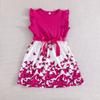 Girls' Butterfly Print Sleeveless Dress + Belt 2025 Summer Children's Fashion Casual Dress