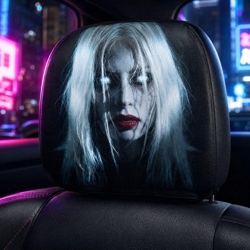 2 Pcs Ghost Headrest Covers Halloween Accessories Neck Pillowcase Car Headrest Covers Universal Fit