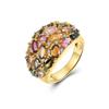Unique 925 Sterling Silver Real Multicolor Tourmaline Gemstone Gorgeous Ring for Women Wedding Party Charm Luxury Jewelry Gift