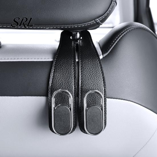 Compact Car Interior Organizers Universal Seat Hook Hanger, Faux Leather Back Storage Headrest Hangers Foldable Organizer for Hanging Groceries