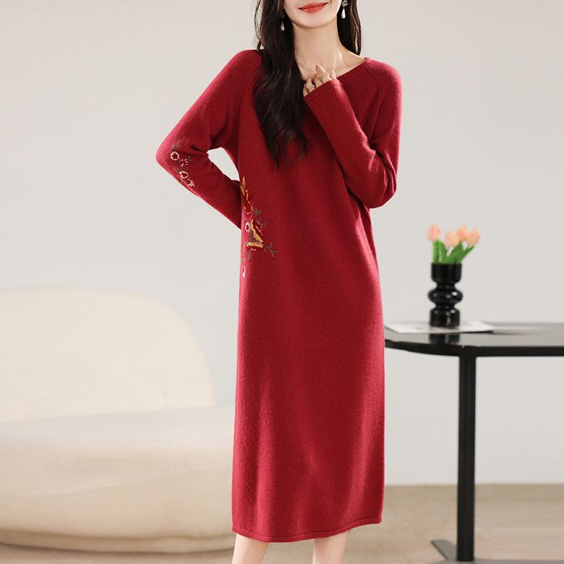 Женское кашемировое платье Qinghe кашемир 30% кашемир 70% шерсть осенне-зимняя кашемировая юбка мягкая и теплая