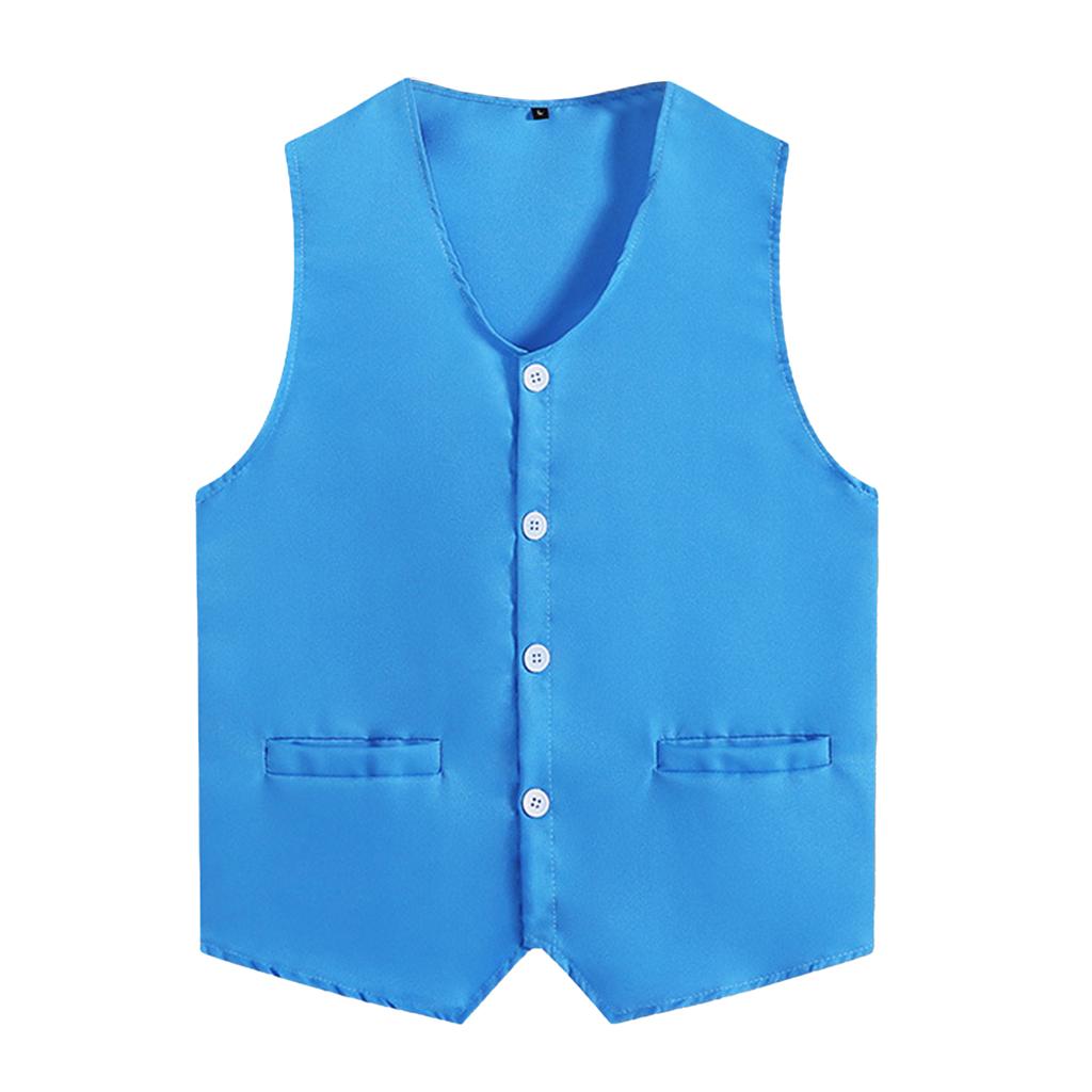 Kids Boys Girls Sleeveless Volunteer Vest Solid Color Button Waistcoat Uniform
