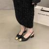 Fashion New 2024 Classic Elegant Slingback Sandals Women Sexy Slip on High Heels Ladies Fashion Square Toe Satin Mule Office Sandalias