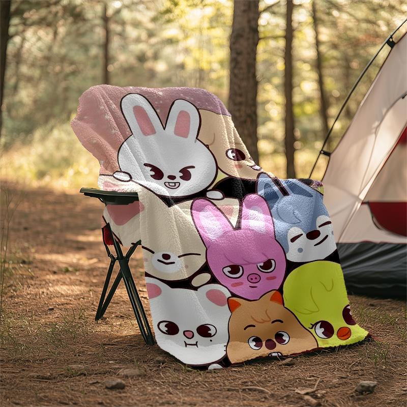 1pc Kpop Team1 Theme Blanket - Digital Print, Polyester, Cozy for All Seasons, Perfect for Outdoor, Camping, and Travel