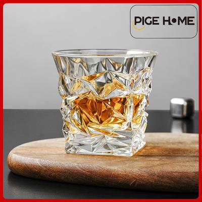 PIGE HOME Хрустальный стакан для виски Стереоскопический рельефный дизайн Бокалы для бренди 240/285 мл Бокал для вина Пивная кружка Посуда для напитков