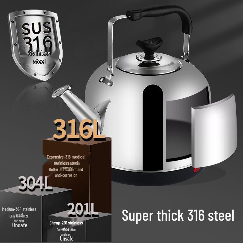 Электрический чайник из нержавеющей стали большой емкости с автоотключением и свистком