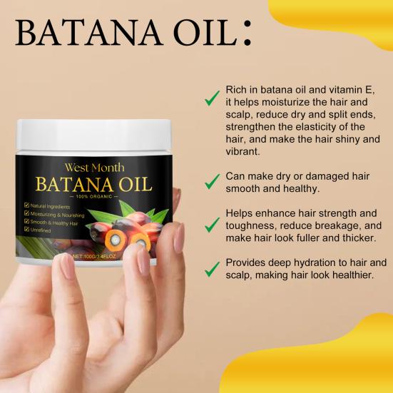 Natural Batana Oil for Hair Growth Strengthening Moisturizing Nourishing Repairing Dry Hair Prevent Hair Loss Eliminates Split Ends