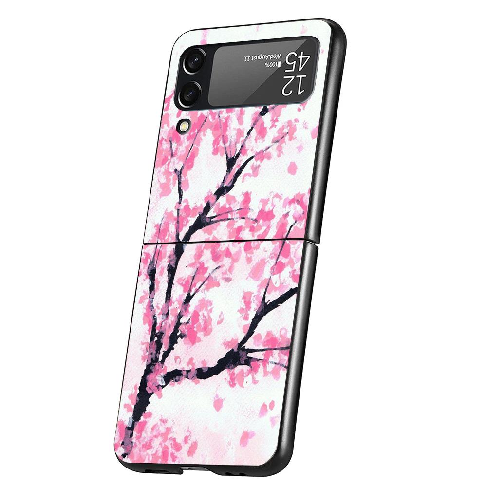 Cherry Blossom Tree Cover Phone Case For Samsung Galaxy Z Flip 7 6 5 4 3 5G Flip7 Flip6 Flip5 Flip4 Flip3 Black Fundas Shell Gal