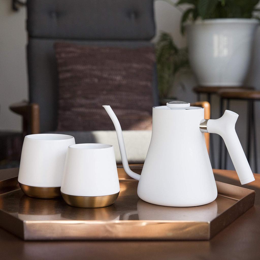 Чайник для пуровера Fellow Stagg, нержавеющая сталь, объем 1 л, с термометром, идеально подходит для кемпинга и активного отдыха (белый)