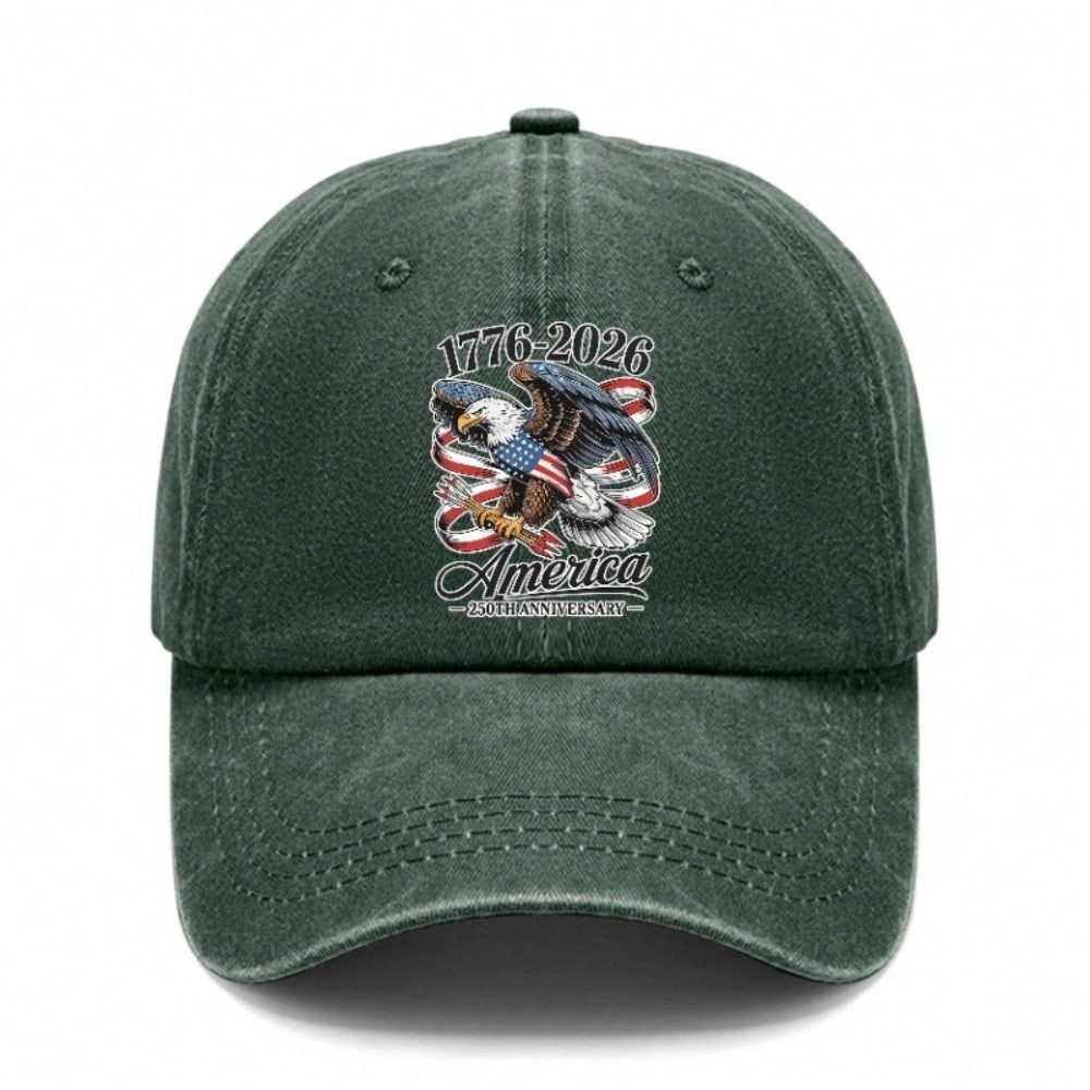 [Vintage American Flag Cap] 250 Years Of Freedom 1776-2026 Print Unisex Polyester Adjustable Breathable Sun Protection Baseball Hat For Patriotic