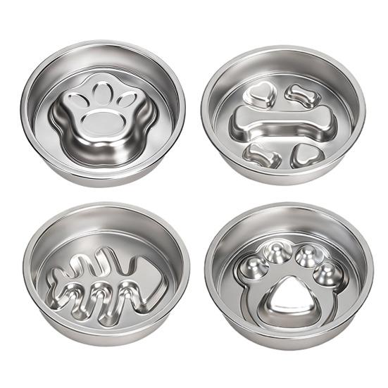 Stainless Steel Slow Feeder Dog Bowl Anti-Choking Anti-tip Non-slip Slow Eating Pet Feeding Bowl for Small Medium Breed