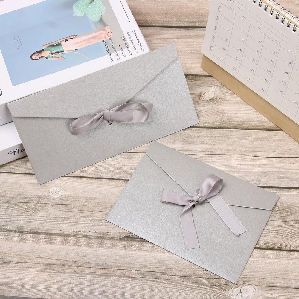 Приглашенный Ретро Креативный Бантик Лента Почтовый Ящик Перламутровый Бумажный Конверт Поздравительная Открытка Сумки Конверт