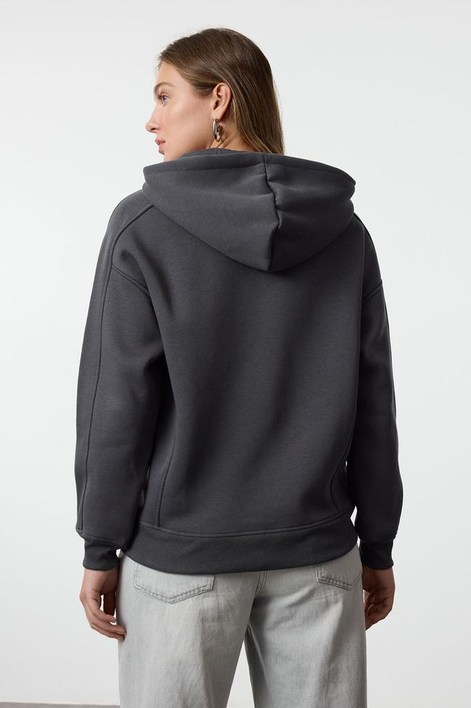 Women's Fashionable Stylish Sweatshirt Stone Oversize Thick Fleece Hooded Knitted Sweatshirt