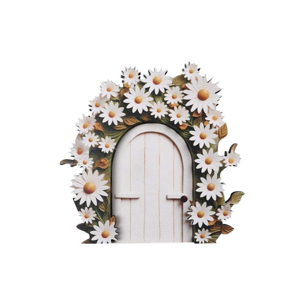 Wooden Elf Door Art Statues Handmade Fairy Gardens Doors Windows Door Miniature Garden Decorations