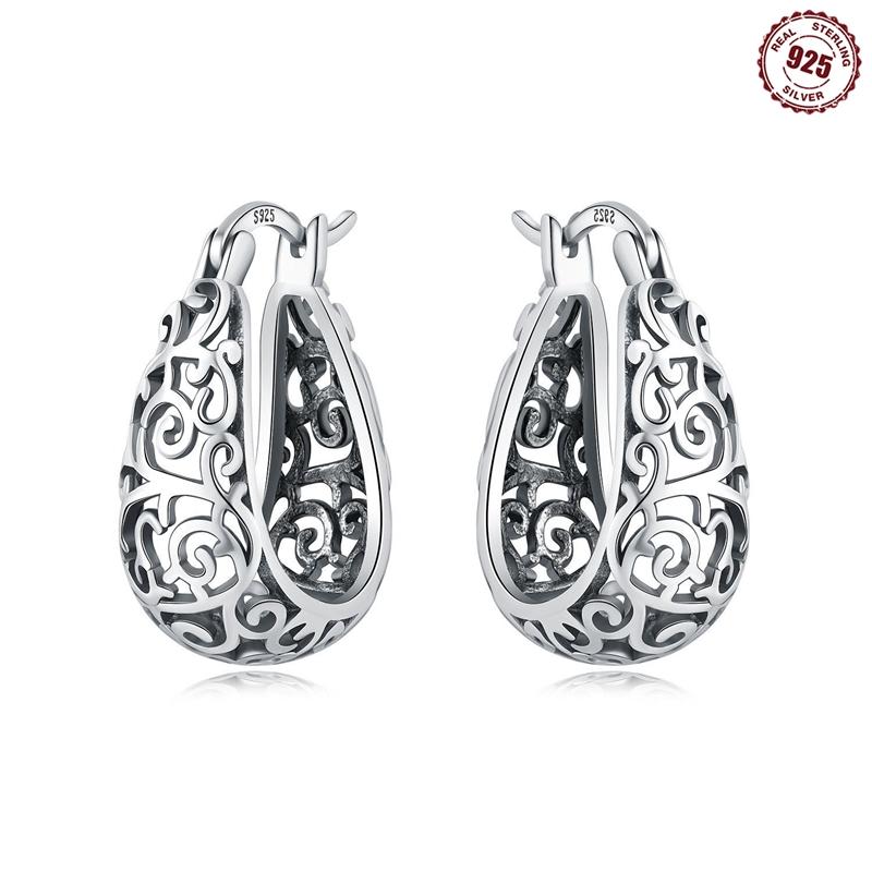 Серьги-кольца из серебра 925 пробы, серия «Цветочные растения», зелень, ирис, лоза, для женщин, свадебные, помолвочные, подарок на день рождения