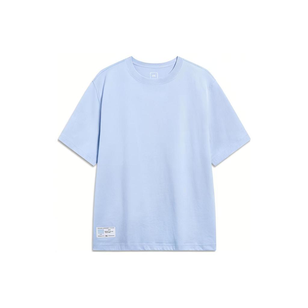 Li-Ning Футболка Pure Color с круглым вырезом и коротким рукавом, мужские топы, небесно-голубой AHST187-10