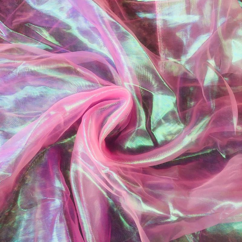 Красочная швейная сетка, флуоресцентная пряжа, органза, стеклянная пряжа, лазерная тюль, шелковый шифон