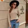 Casual Round Neck Long Sleeve Solid Color Knitted Sweater for Women