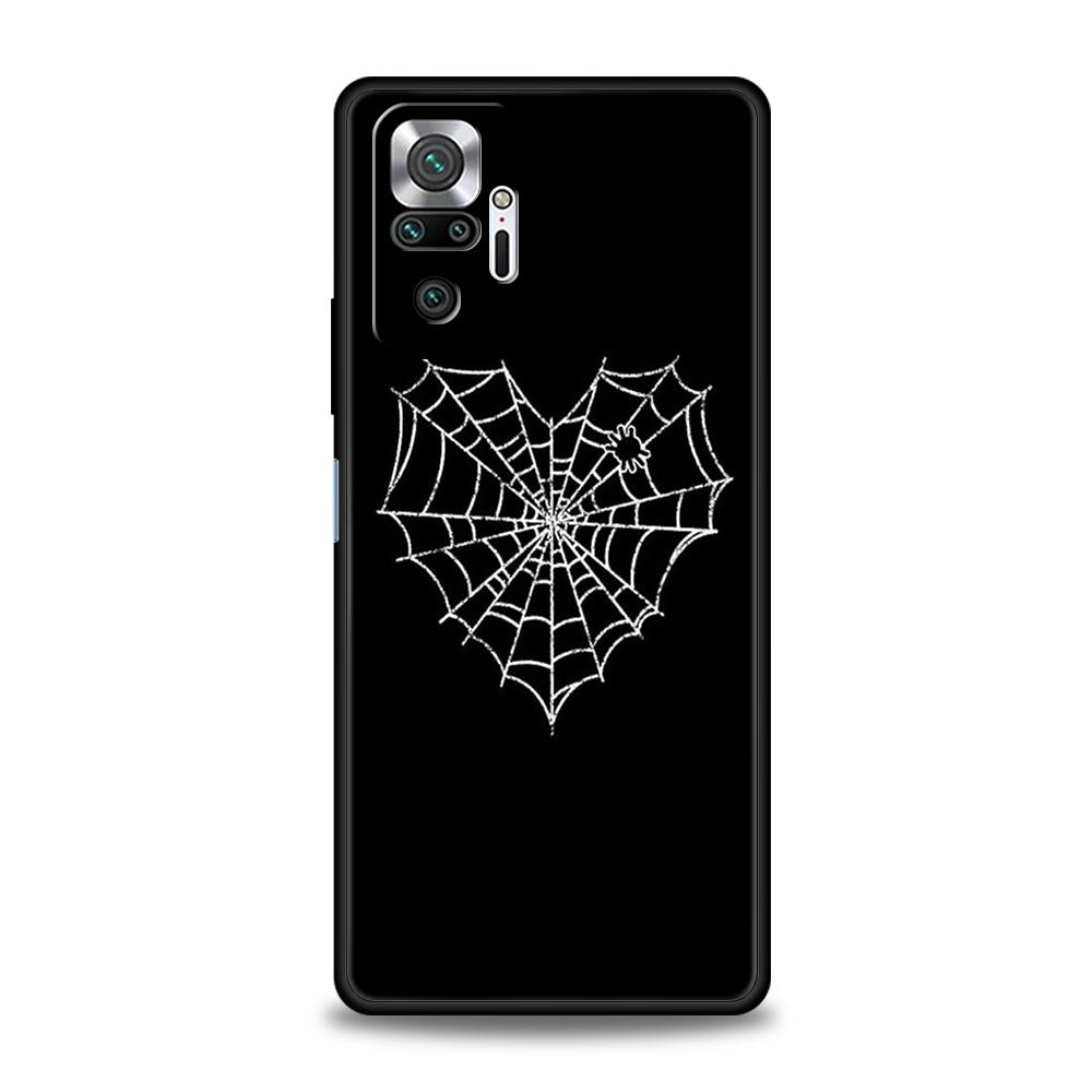 Черный Чехол-Паутина для Телефона Xiaomi Redmi Note 14 5G 13 12 10 11 Pro Plus 4G 14C 13C 12C 10C 9C Мягкий TPU Чехол