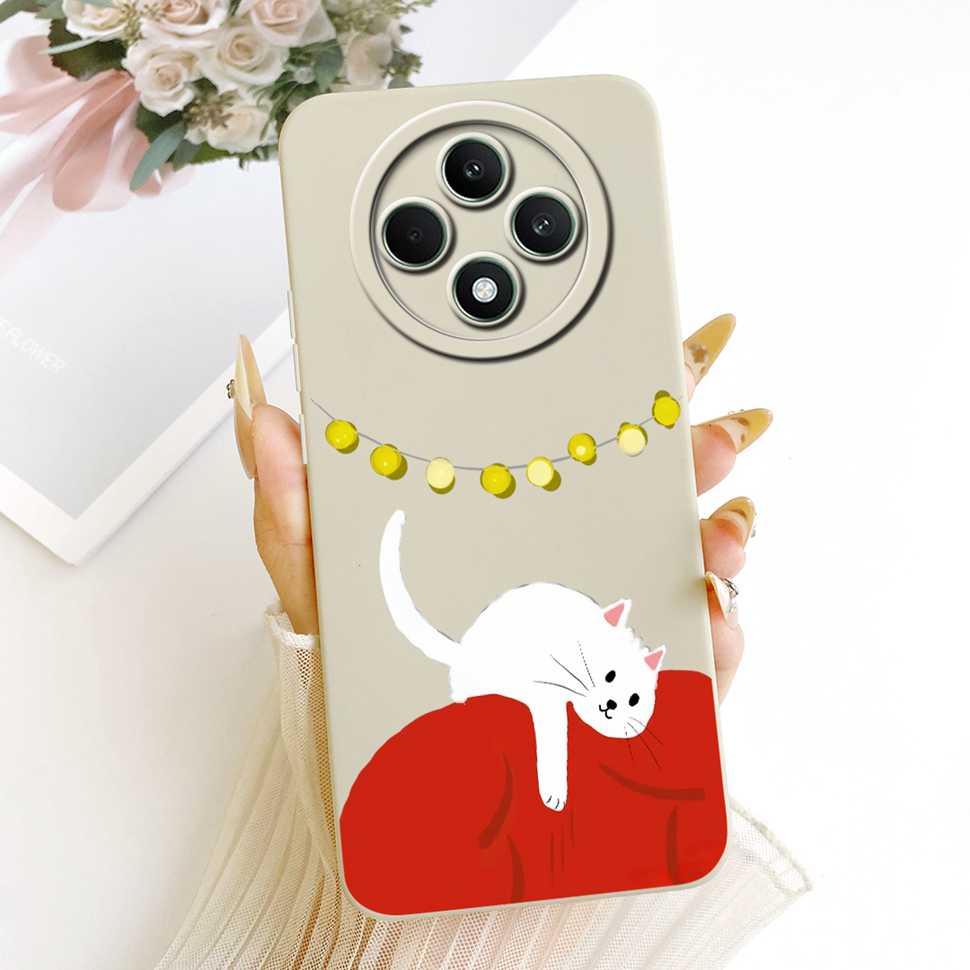 Чехол для OPPO Reno 12F 5G Прозрачный Милый Кот OPPO Reno12 F Reno12F Reno 12 F 5G CPH2637 Ударопрочный Мягкий Чехол для Телефона Полная Защита