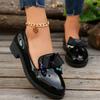 2024 Autumn Small Leather Shoes Women's British Style Patent Leather Bow Single Shoes Women's College Style Loafers Women