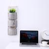 Grid Pattern Cotton Linen Three-Pocket Hanging Storage Bag